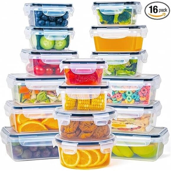 32 Piece Food Storage Container with Lids (16 Containers + 16 Lids) - Plastic - Picture 7 of 7